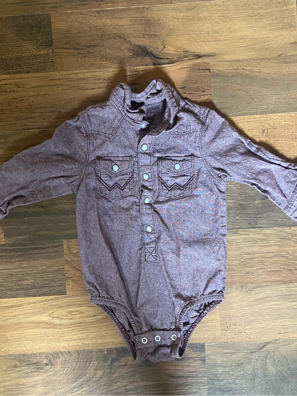 Wrangler Heather Mauve Long Sleeve Infant Bodysuit with Snap Front